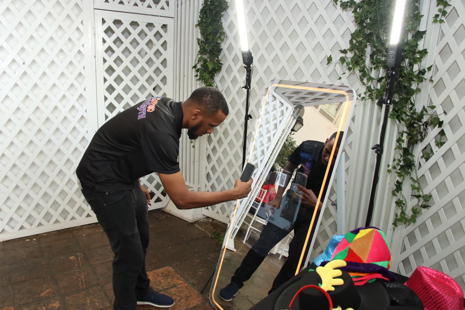 Photo booth setup at an event Photo booth setup at an event