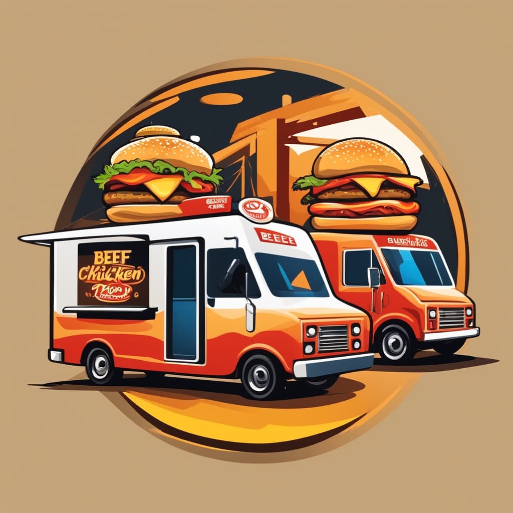 Mobile burger truck on a sunny day Mobile burger truck on a sunny day