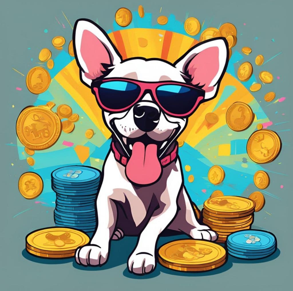 Exciting dog coin graphic Exciting dog coin graphic