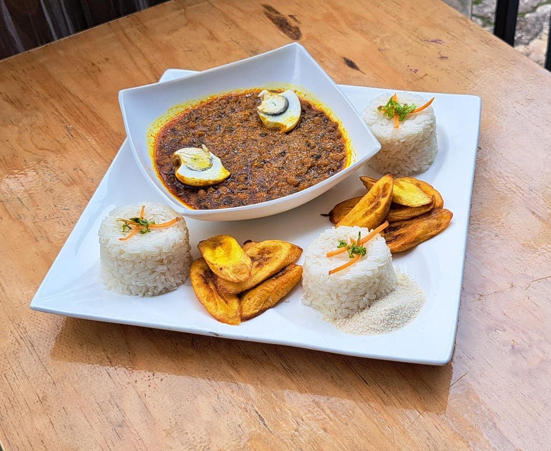 A plate of delicious and colorful food A plate of delicious and colorful food