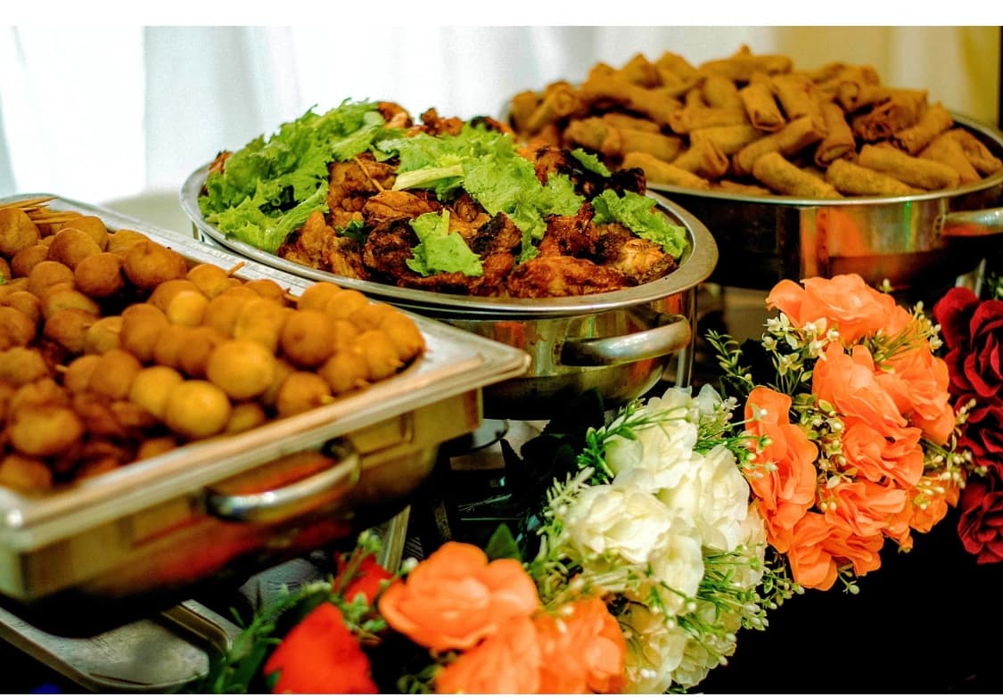 Assorted small chops on a platter Assorted small chops on a platter