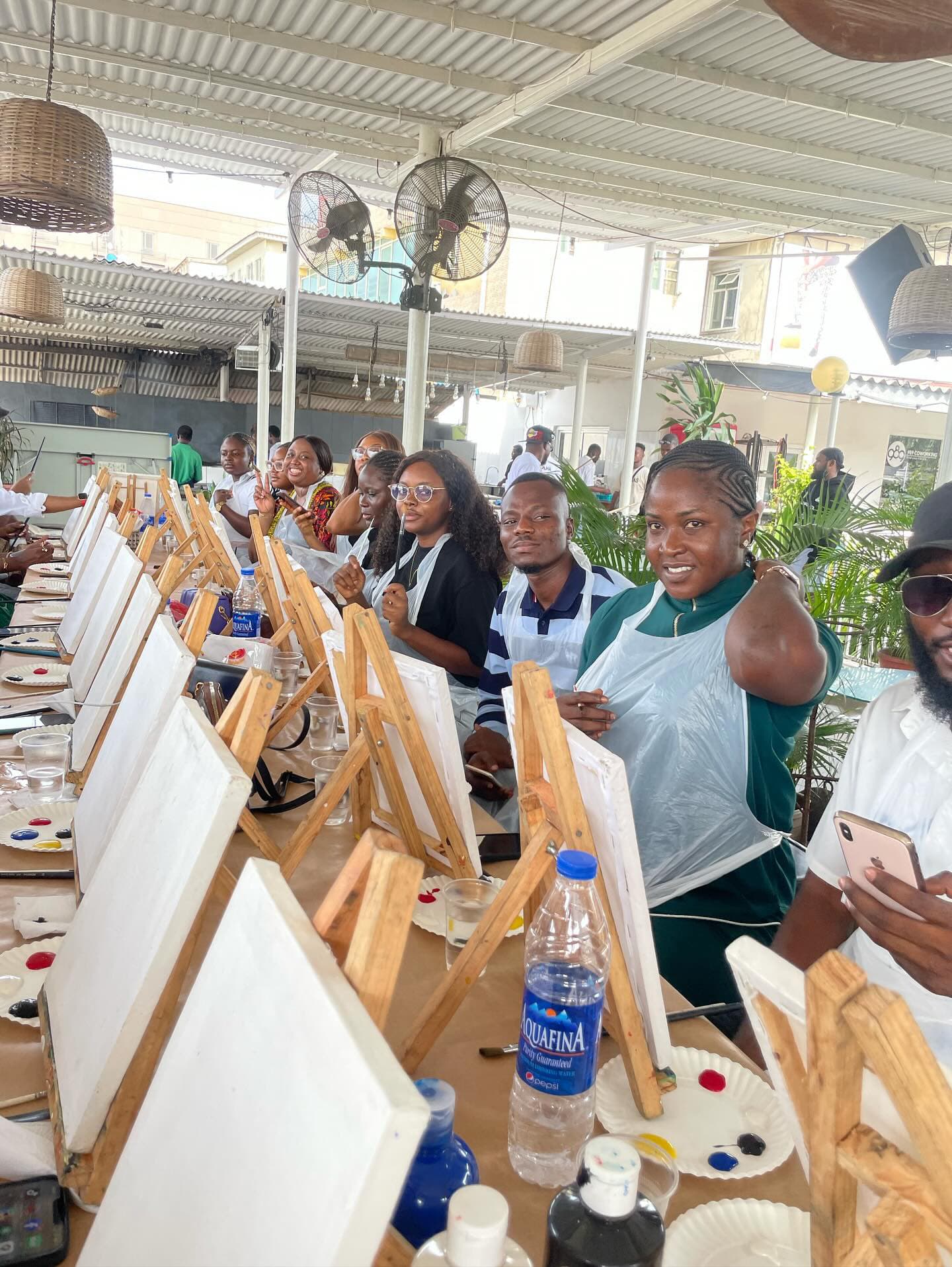 People painting and having fun People painting and having fun